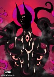 1boy alien alien_boy cum cum_on_body cum_on_breasts dark_skin eldritch_abomination eldritch_horror femboy huge_nipples male_only man_boobs monster monster_femboy moobs nightmare_fuel nightmare_husbando steaming_body sweaty the_apostle_(zeblackballd) ze_blackball.d zeblackballd_(artist)