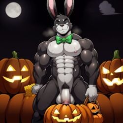 ai_generated animatronic_male balls black_body buster_(trtf) fazbear_fanverse felid feline fnaf frosting.ai furry furry_butt furry_male furry_only gay halloween jack-o'-lantern male male_only musk naked no_humans nude penis sugar1989 the_return_to_freddy's