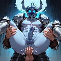 ai_generated anal_sex blik_(oc) cock cum cum_in_pussy cumming gay ghost ghoul in_air knight monster monster_boy oc original original_character reverse_suspended_congress suspension yaoi