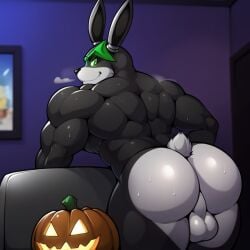 ai_generated animatronic_male balls big_ass big_ass_(male) big_butt big_butt_(male) black_body buster_(trtf) fazbear_fanverse felid feline fnaf frosting.ai furry furry_ass furry_butt furry_male furry_only gay jack-o'-lantern male male_only naked no_humans nude sugar1989 the_return_to_freddy's