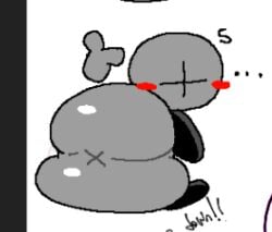 2d 2d_(artwork) ambiguous_gender anus ass blush cropped from_drawpile grey_body grunt_(madness_combat) madness_combat pointing simple superiorfox x_anus