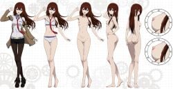 1girls bikini character_sheet full_body makise_kurisu nanikairu nude_female red_hair steins;gate tie