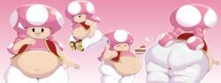 1girls ass belly belly_overhang cake fat female female_focus female_only goomba hips large_ass mario_(series) mushroom mushroom_girl mushroom_humanoid nintendo overweight overweight_female shortstack shweetmagnet stomach strawberry strawberry_cake thick_thighs thighs toadette vest weight_gain wide_hips wink winking_at_viewer