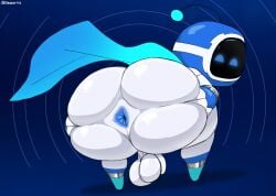 2024 antennae_(anatomy) anus ass ass_focus astro_(astro_bot) astro_bot astro_bot_(series) axoarts balls bent_over big_balls big_butt black_antennae blue_antennae blue_body blue_cape blue_clothing blue_eyes butt_grab cape clothing digital_media_(artwork) genitals half-closed_eyes hand_on_butt hand_on_own_butt hi_res humanoid looking_at_viewer looking_back machine male multicolored_antennae multicolored_body multicolored_cape multicolored_clothing narrowed_eyes non-human non-human_only presenting presenting_anus presenting_hindquarters rear_view robot robot_humanoid screen screen_face solo sony_corporation sony_interactive_entertainment spread_butt spreading thick_thighs two_tone_antennae two_tone_body two_tone_cape two_tone_clothing white_body