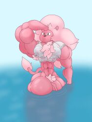 anthro bottomless cartoon_network clothed clothing felid hi_res lion lion_(steven_universe) lumiink male male_only mammal muscular muscular_anthro muscular_male pantherine partially_submerged pecs shirt solo steven_universe swimming thick_thighs topwear translucent translucent_clothing wet wet_body wet_clothing wet_shirt wet_topwear