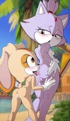 blaze_the_cat censored cream_the_rabbit female female_only g_reaper licking_ass naked_female sonic_(series) sonic_the_hedgehog_(series) yuri