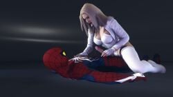 blonde_hair blue_eyes dominant_female emma_frost female geek_gump handjob male male/female marvel marvel_comics on_top precum spider-man spider-man_(series) straight white_corset white_jacket white_queen x-men