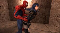 3d blue_hair cowman crossover eastern_and_western_character female fire_emblem fire_emblem_awakening garry's_mod human lucina_(fire_emblem) male marvel peter_parker spider-man spider-man_(series) straight straight_hair