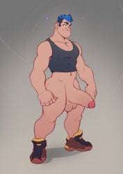 balls bara big_balls big_penis boner erection male male_only muscles muscular pantsless penis solo solo_male vliir