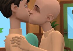 2boys boris_(caillou) brown_hair caillou caillou_(character) closed_eyes holding_body kissing nude nude_male open_eyes plotagon tagme_(character) what what_the_fuck_is_this wtf