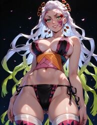 ai_generated big_breasts cameltoe daki_(kimetsu_no_yaiba) demon_girl demon_slayer fr34ky from_below huge_breasts sideboob underboob