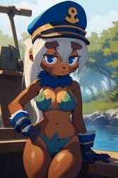 admiral_brickell big_breasts bikini bloons_tower_defense brown_skin hat home leaf panties ponytail