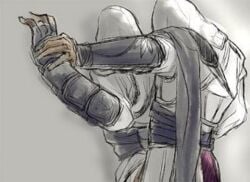 altair_ibn_la-ahad assassin's_creed_(series) ezialt ezio_auditore_da_firenze from_behind male_only pinned_to_wall time_paradox yaoi