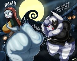 2girls anthro ass ass_slap big_ass bottom_heavy bubble_butt dat_ass dialogue fat_ass huge_ass jiggle jiggling_ass large_ass mackdazzle massive_ass original png sally_(the_nightmare_before_christmas) slapping_ass spanking text the_nightmare_before_christmas thick_ass thick_thighs wide_hips