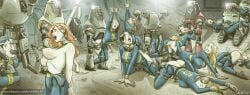 13girls bodysuit bondage erenisch fallout group jumpsuit machine mass_rape mr._handy penetration pinching_nipples protectron restrained robobrain robot robot_on_human slave_collar tied_up vault_dweller vault_suit