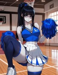 1girls ai_generated artstyle_imitation ass bangs basketball bella_(xandr) black_hair black_makeup blue_crop_top blue_stockings blunt_bangs breasts cheering cheerleader cheerleader_outfit cheerleader_uniform crop_top ear_piercing earrings emotionless eyelashes eyeshadow goth goth_girl gothic gothic_lolita grey_eyes light-skinned_female makeup medium_breasts night night_sky pale-skinned_female pleated_skirt seductive seductive_look skirt sports sports_uniform stockings straight_hair thiccwithaq_(ai_style) thick_ass thick_legs thick_lips thick_thighs thighs thin_female thin_waist voluptuous voluptuous_female white_skin xandr young younger_female