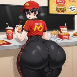 ai_generated ass_focus big_ass femboy mcdonald&#039;s penis_bulge wide_hips