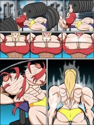 abs ass biceps breast_expansion breasts doktordepraved female metroid muscular_arms muscular_back muscular_female muscular_legs muscular_thighs nintendo nipples pecs samus_aran weights