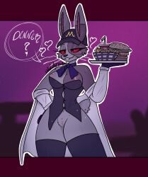 anthro breath female five_nights_at_freddy's five_nights_at_freddy's:_security_breach genitals hi_res naholadydragon playboy_bunny pussy scottgames serving_food solo steel_wool_studios vanny_(fnaf) work_uniform