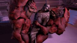 3d alien anal animated bed blush garrus_vakarian hi_res krogan male mass_effect penis turian urdnot_wrex video_games yaoi