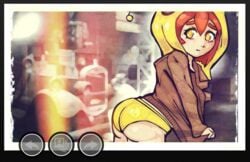 1girls alien_hominid allie ass female female_only hoodie human jacket looking_back moosh_(artist) newgrounds panties pico_sim_date pico_sim_date_<3 red_hair ricekappa solo yellow_eyes