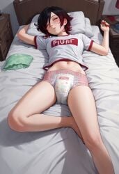 abdl ai_generated bed diaper diaper_fetish rocksoreggie ruby_rose sleeping tagme