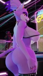 alicia_(domibun) big_ass big_breasts blaze_the_cat cyberpunk feline female goat looking_at_viewer makeup nightclub purple_fur sega sonic_(series) underboob viguro5