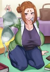 1girls big_breasts bra breasts busty curvaceous curvy curvy_body curvy_female curvy_figure female huge_breasts kaii_to_otome_to_kamikakushi large_breasts mole mole_under_eye nez-box short_eyebrows small_eyebrows sumireko_ogawa thick_thighs thighs voluptuous