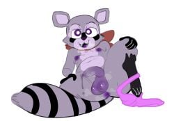 :3 absurd_res anthro anus arm_support ascot ass balls bedroom_eyes belly bodily_fluids breasts breath chest_tuft clothing clothing_around_one_leg cute_fangs darkened_genitalia dripping facial_markings foreskin fur genital_fluids genitals glistening glistening_balls glistening_genitalia half-erect hand_on_knee hand_on_leg hand_on_thigh head_markings hi_res highlights_(coloring) humanoid_genitalia humanoid_penis indigo_park kackysocks leaking_precum leaning leaning_backward leaning_on_elbow looking_at_viewer lying male mammal markings moobs multicolored_body multicolored_ears multicolored_fur musk musk_clouds musky_balls musky_cock narrowed_eyes navel nipples nude on_back penis pink_clothing pink_underwear precum precum_drip presenting procyonid purple_body purple_fur purple_nipples raccoon rambley_(indigo_park) seductive simple_background smile solo spread_legs spreading striped_markings striped_tail stripes sweat tail tail_markings tuft two_tone_ears underwear underwear_around_one_leg undressing undressing_self white_background