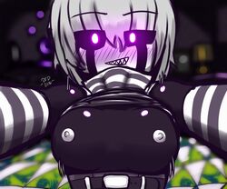 1boy 2016 bokeh bouncing_breasts datfurrydude faceless_male female five_nights_at_freddy's five_nights_at_freddy's_4 looking_at_viewer male_pov marionette_(fnaf) nightmarionne nipples pov pov_eye_contact puppet_(fnaf) rule_63 smile