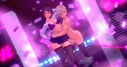 femboy femboy_on_female femboydom femsub genshin_impact gyaru imminent_sex kasumi_haruno_(netosis) koikatsu lyney_(genshin_impact) schoolgirl small_dom_big_sub tongue_out