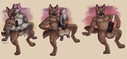 2018 4_toes 5_fingers anal anthro balls canine cock_transformation duo fox furry gradient_background male mammal merging orgasm penis penis_transformation ruggy_(artist) sequence signature simple_background toes tongue tongue_out transformation yaoi