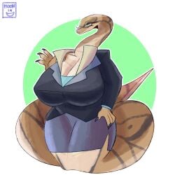 anthro ass big_breasts breasts brown_body brown_scales brown_skin clothed clothed_female clothing curvy curvy_body curvy_figure curvy_hips draconcopode dressed female female_focus female_only glasses huge_breasts hyper_breasts legless massive_breasts massive_thighs milf mommy moonix_xero office_clothing office_lady reptile reptile_humanoid scaile skirt snake snake_girl snake_tail solo standing tall_female taller_girl thick thick_ass thick_naga_hips thick_thighs wide_hips yellow_eyes