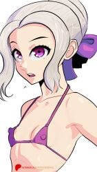 big_nipples bikini flat_chest flat_chested kanojo_mo_kanojo kiryuu_shino pichichi purple_eyes small_breasts tied_hair white_hair