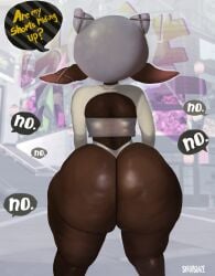 1girls ass big_ass bottom_heavy bubble_butt cellulite clothing dark-skinned_female dark_skin dat_ass dialogue fat_ass female female_only frye_(grand_festival) frye_(splatoon) grand_festival_(splatfest) huge_ass inkling inkling_girl large_ass png rear_view shorts solo splatfest splatoon splatoon_3 syrupglazed text thick_ass thick_thighs thunder_thighs wide_hips