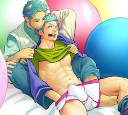 2boys abs bara blush bulge disney erection gay horns humanized itto_(mentaiko) male male_only monsters_inc multicolored_hair multiple_boys muscle muscles pecs pixar sulley tagme underwear undressing yaoi