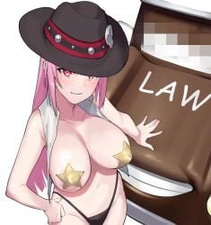 1girls animated areola areolae big_breasts breasts cars_(film) casual censor_bar censored censored_eyes clothed clothed_female clothing covered_nipples cowboy_hat deezdokter disney english_voice_acting female female_focus hat hololive hololive_english hololive_myth human imminent_sex interracial large_breasts living_machine losloslos_(lx3) mori_calliope mp4 nipples open_shirt pale_skin panties pasties sheriff shorter_than_10_seconds shorter_than_30_seconds solo sound standing tagme vehicle video virtual_youtuber voice_acted voice_actor_connection