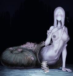 1futa absurdres arm_support bar_censor barbie_doll_anatomy barnacles big_breasts big_penis black_background bloodborne blush breasts censored commentary_request completely_nude covered_eyes ekrea_jan erection eyeless fromsoftware full_body futa_only futanari hair_over_eyes hi_res highres humanoid humanoid_penis intersex large_breasts medium_breasts monster_girl navel nipples nude pale_skin penis shell shiny_skin snail_girl snail_shell snail_woman_(bloodborne) solo veins white_body white_skin