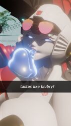 1boy 1girls 3d arcee arcee_(rotb) blue_eyes english_text glasses_on_head large_penis licking_penis licking_tip madkatz8 nobleseven20 optimus_prime penis red_lipstick text transformers