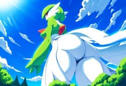 1girls ai_generated ass big_ass dat_ass female from_below furry gardevoir looking_at_viewer low-angle_view mullon novelai pokemon pokemon_(species) solo