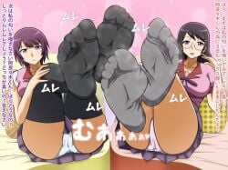 araragi_koyomi bakemonogatari feet feet_focus femdom foot_fetish foot_focus hanekawa_tsubasa senjougahara_hitagi smell socks vermilion