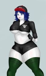 asking_for_it big_breasts blue_eyes blue_hair breasts digital_drawing_(artwork) female female_focus female_only fuckable green_thighhighs guest_(roblox) ready_for_sex ready_to_fuck roblox shift_bloxx thick_thighs thigh_highs thighhighs thighs underboob