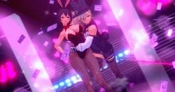 bunny_ears bunnysuit femboy femboy_on_female femboydom femsub genshin_impact gyaru imminent_sex kasumi_haruno_(netosis) koikatsu lyney_(genshin_impact) small_dom_big_sub tongue_out