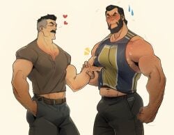 2024 abs bara barazoku beard biceps blush bulge chris_sdd clothing daddy dilf facial_hair gay hairy_chest invincible invincible_(comics) invincible_(tv_series) male male/male male_only manly mature_male moustache muscular_male nolan_grayson omni-man pecs the_immortal tight_clothing yaoi