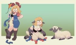 big_breasts breasts female furry pobblebonked sheep tagme thick_thighs transformation transformation_sequence wide_hips