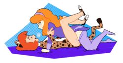 archie_comics daphne_blake female futa_on_female futa_with_female futanari hanna-barbera human implied_futanari intersex josie_and_the_pussycats josie_mcoy missionary_position penetration purple_eyes red_hair scooby-doo shy skinbark skinbark2028 sweat vaginal_penetration