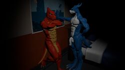 2016 3d big_breasts big_feet breasts charmeleon claws crossover digimon duo flamedramon male_only maxdigipower muscles nintendo orgasm penis pokemon sex source_filmmaker