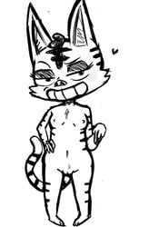 animal_crossing anthro blush breasts feline feline female fur inkyfrog looking_at_viewer mammal navel nintendo nipples nude pussy tabby_(animal_crossing) teeth video_games