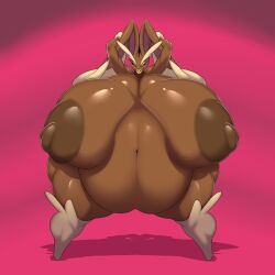 2021 anthro areola belly ber00 brown_body brown_nipples female game_freak half-closed_eyes huge_belly huge_breasts huge_nipples hyper hyper_belly hyper_breasts hyper_pregnancy looking_at_viewer lopunny nipples non-human_areolae nude pokemon pokemon_(species) pregnant smile solo