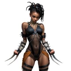 1girls ai_generated asha_(lust_goddess) black_female brown-skinned_female brown_skin brown_skinned_female dark-skinned_female dark_skin dark_skinned_female lust_goddess metal_claws nutaku